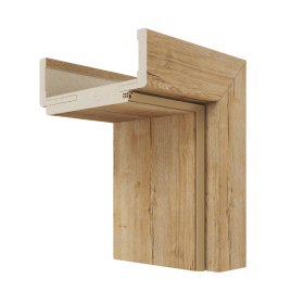 Laminuota durų stakta VIVENTO, reguliuojama, su apvadais, komplektas durų varčiai, kairinė, spl. Halifax oak, 100-140x91x2108 mm, 2 vnt., 110-140x91x885 mm, 1 vnt.