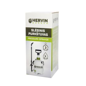 Slėginis purkštuvas HERVIN SV-07, teleskopinis kotas 60–80 cm, talpa 7 l, darbinis slėgis 3 barai
