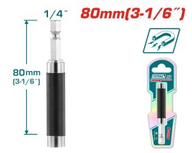 Atsuktuvų antgalių laikiklis TOTAL, magnetinis, su prailginimu, 1/4", 80 mm, TAC463801