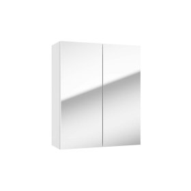 Vonios spintelė DEFRA E50, 50 x 60 x 20 cm, viršutinė, pakabinama, su veidrodžiu, 2 durys, 2 lentynos, balta, blizgi