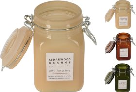 Žvakė stiklainyje su dangteliu, 11 cm, 3 skirtingų kvapų