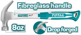 Plaktukas-viniatraukis TOTAL, stiklo pluošto rankena, 45CS, 0,22kg, THT7386