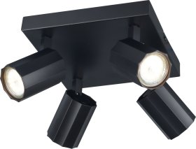 Kryptinis šviestuvas RABALUX Rogelio 73026, GU10 4X MAX 5W, skermuo 50 mm, IP20, 230V, 50Hz, matinės juodos sp.