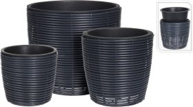 Lauko vazonas, pintas, juodos sp., 31 x 31 x 30 cm.