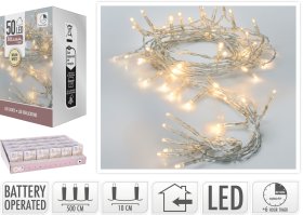 LED girlianda, 50 lempučių, šiltai baltos sp., ilgis 5 m