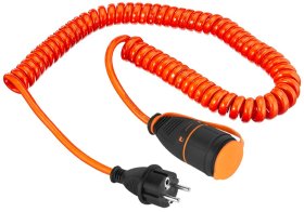 Ilgiklis ELECTRALINE 1745, 1 lizd., H07BQ-F 3 x 1,5, 5 m, 16A 250V max 3500W, spirale susuktas laidas 1,2 m ilgio, oranžinės sp., su užraktu