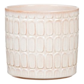 Kambarinis keraminis vazonas SCHEURICH Opale (878/12), kreminės sp., su įspaustais raštais, vazono skersmuo 12 cm.