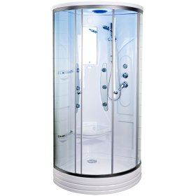 Dušo kabina DUSCHY 5305, 92 x 92 x 217 cm, masažinė, pusapvalė, žemas padėklas, kilmės šalis Estija