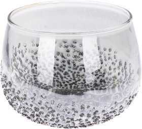 Žvakidė, stiklinė, pilkos sp., 110 x 110 x 85 mm