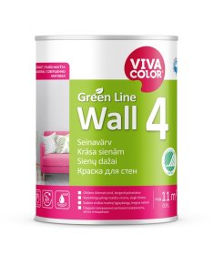 Vandeniniai vidaus dažai VIVACOLOR Green Line Wall 4, 0,9 l, A bazė, balti, visiškai matiniai