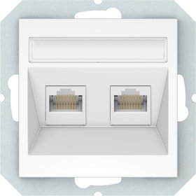 Kompiuterio lizdas VILMA Qr1000 Klrj45-26E2-02, 2 x RJ45, įleidžiamas, 6 kategorijos, baltos sp.