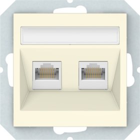 Kompiuterio lizdas VILMA Qr1000 Klrj45-26E2-02, 2 x RJ45, įleidžiamas, 6 kategorijos, dramblio kaulo sp.