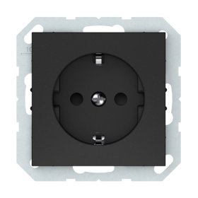 Kištukinis lizdas VILMA Qr1000 Rp16-002-22, 1 vietos, įleidžiamas, su įž., su klanda, matinės juodos sp.