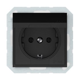 Kištukinis lizdas VILMA Qr1000 Rp16-003-02, 1 vietos, įleidžiamas, su įž., IP44, matinės juodos sp.