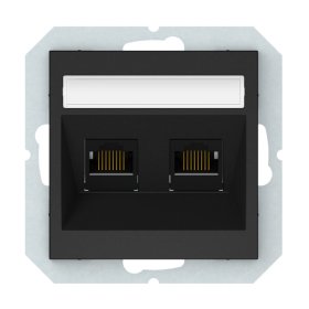 Kompiuterio lizdas VILMA Qr1000 Klrj45-26E2-02, 2 x RJ45, įleidžiamas, 6 kategorijos, matinės juodos sp.