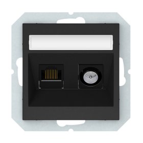 Kompiuterio lizdas + antenos lizdas VILMA Qr1000, Tvl/Klrj45-16E2-02, įleidžiamas, matinės juodos sp.