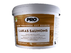 Lakas akrilinis saunoms, pirtims PRO, 1 l, matinis, bekvapis, skiedžiamas vandeniu, sienoms, luboms