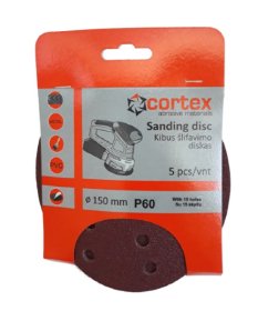Šlifavimo diskas CORTEX, P60, 150 mm, 15 skylių, 5 vnt.