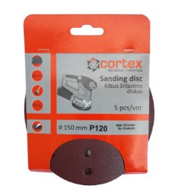 Šlifavimo diskas CORTEX, P120, 150 mm, 15 skylių, 5 vnt.