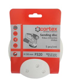 Šlifavimo diskas CORTEX, P320, 150 mm, 15 skylių, 5 vnt.