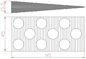 Montažiniai pleištai EDELMAX 1636:E, 95 x 45 x 15,5 mm, dantukai iš abiejų pusių, 10 vnt.
