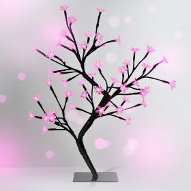 Šviečianti dekoracija - medis SUNLUX TY-TR19, 48 LED, rožinė sp., 45 cm, IP45, tinka naudoti lauke