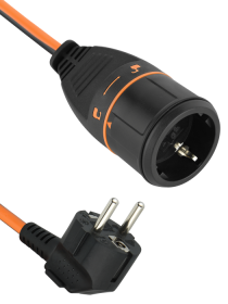 Ilgiklis ELECTRALINE Electralock, 1 lizd., 10m, su įž., be jungiklio, 3x1,5, juodai oranžinės sp., su užraktu, 1730