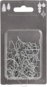 Kabliukai kalėdiniams žaisliukams, sidabro sp., 50 vnt.