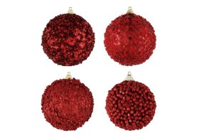 Eglutės žaisliukas WINTERIA Red Glitter, raudonos sp., skersmuo 8 cm