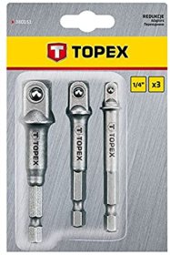 Adapterių gręžtuvams perėjimų galvutėms rinkinys TOPEX 38D151, 1/4", 3/8", 1/2"