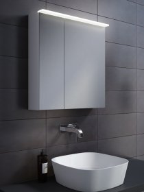 Vonios spintelė ELITA 60, 62,8 x 60 x 12,9 cm, pakabinama, viršutinė, su veidrodžiu, LED apšvietimas, 2 durelės, balta