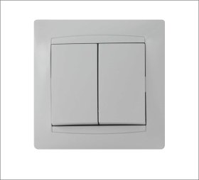 Jungiklis ORRO Kvadrat, 2 klavišų, įleidžiamas, baltos spalvos, 10 A, 250 V, 9206-02