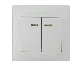 Jungiklis ORRO Kvadrat, 2 klavišų, įleidžiamas, baltos spalvos, su LED pašvietimu, 10 A, 250 V, 9206-02N