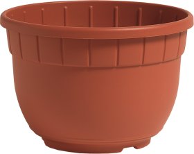 Plastikinis vazonas SIENA, su lėkšte, 25 x 16,9 cm., rudas.