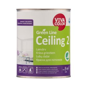 Vandeniniai dažai luboms VIVACOLOR Green Line Ceiling, 0,9 l, A bazė, balti, visiškai matiniai