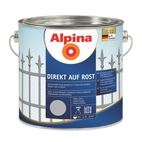 Antikoroziniai dažai ALPINA Direkt Auf Rost, juodos spalvos, šilko blizgesio, tiesiai ant rūdžių, 2,5 l
