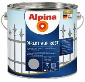 Antikoroziniai dažai ALPINA Direkt Auf Rost, 2,5 l, blizgūs, pilkos spalvos, RAL7040