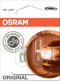 Automobilinė lemputė OSRAM, 1,2W/12V/W2*4,6D, prietaisų skydeliui, be cokolio, gabaritinė