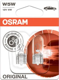 Automobilinė lemputė OSRAM, 5W/12V/W2 1*9,5D, prietaisų skydeliui, gabaritinė
