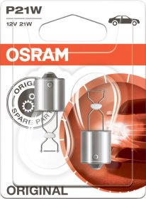 Automobilinė lemputė OSRAM, 21W/12V/BA15S L7506-02B, gabaritinė, metalinio cokolio, stabdžių, posukių 1 kontakto, 1 siūlo
