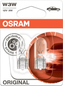 Automobilinės lemputės OSRAM Original, 3W 12V W2.1x9.5D, 2 vnt.