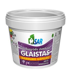 Akrilinis glaistas SAR, su marmuro užpildu, vidaus darbams, 16 kg (kibire)