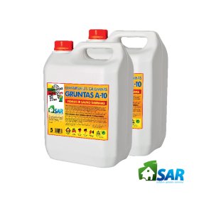 Giluminis gruntas SAR A-10, 10 l, vidaus ir išorės darbams, skiedžiamas vandeniu: viduje 3:1, išorėje 1:1