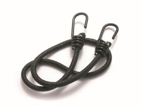 Įtempimo lynas POSAMO VAUKA, guminis, 8mm × 80cm, plien. kablys, dengtas juodos spalvos PVC