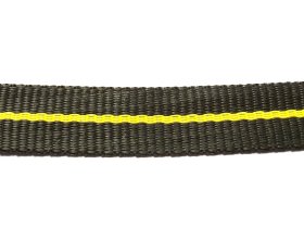 Austinis diržas POSAMO VAUKA, 25mm, polipropileninė pinta juosta, juoda / geltona, 100 m
