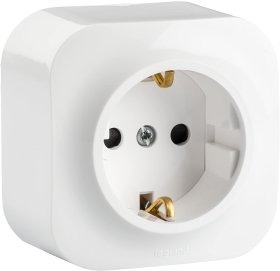 Kištukinis lizdas LEGRAND FORIX, paviršinis, baltos spalvos, su įžeminimu, su apsauga, 2P+Ž, 16A, IP20, 782420