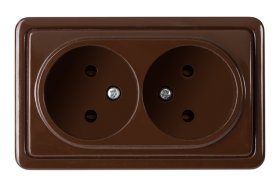 Kištukinis lizdas VILMA Sl+250, paviršinis, 2 vietų, be iž., rudos sp., RP16-020