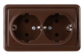 Kištukinis lizdas VILMA Sl+250, paviršinis, 2 vietų, su iž., rudos sp., RP16-021