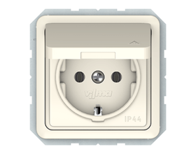 Kištukinis lizdas VILMA Sp 300, 1 vietos, įleidžiamas, su įž., IP44, dramblio kaulo spalvos, RP16-003-02