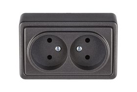 Kištukinis lizdas VILMA Sl+250, paviršinis, 2 vietų, be įž., antracito sp., RP16-020